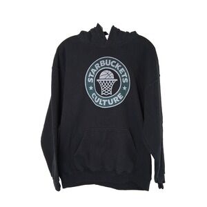VTG Starbuckets Culture Hoodie Starbucks Themed Black Pullover Size Large‎